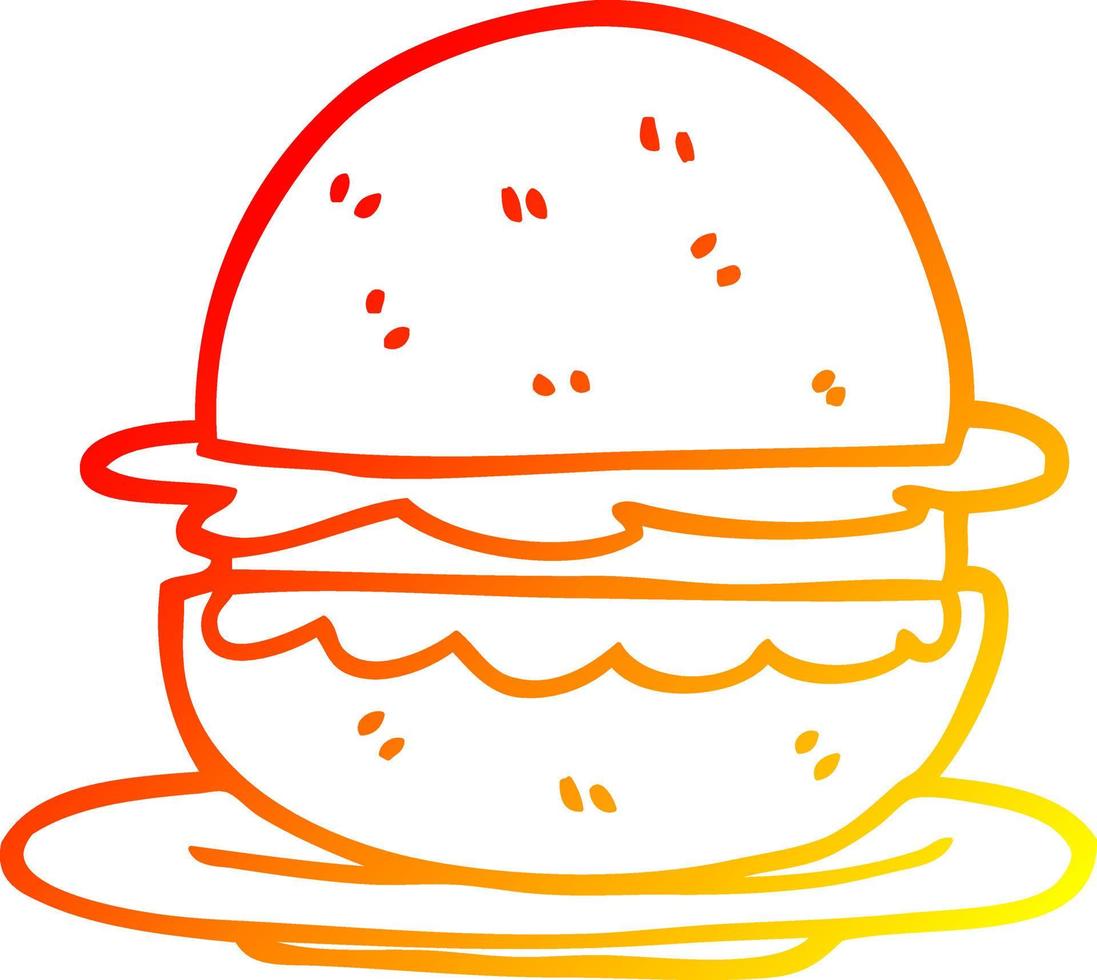 burger de dessin animé de dessin de ligne de gradient chaud vecteur