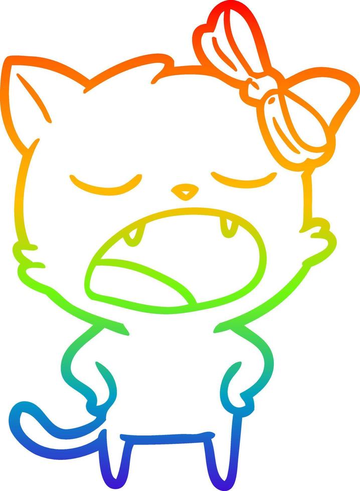 arc en ciel gradient ligne dessin dessin animé chat béant vecteur