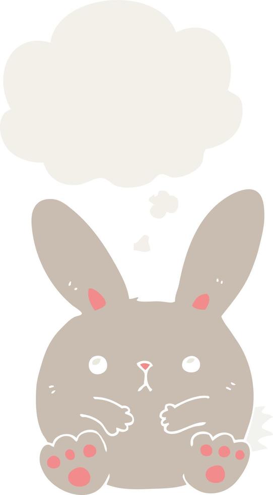 lapin de dessin animé et bulle de pensée dans un style rétro vecteur