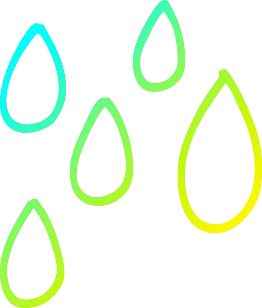 ligne de gradient froid dessinant des gouttelettes de peinture verte de dessin animé vecteur