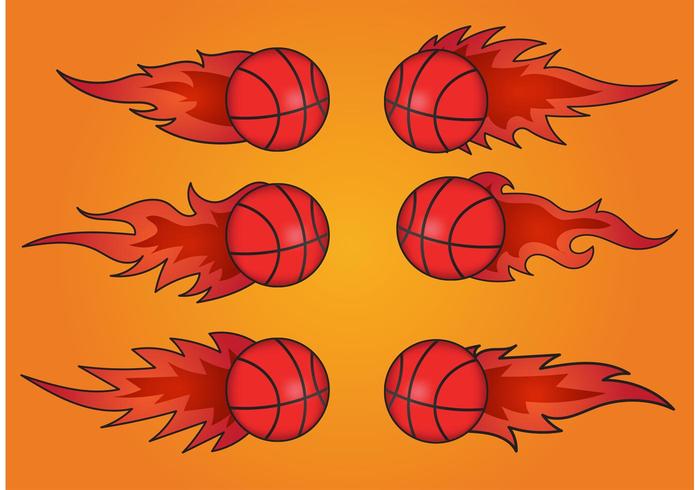 Vecteurs de basketball sur feu vecteur