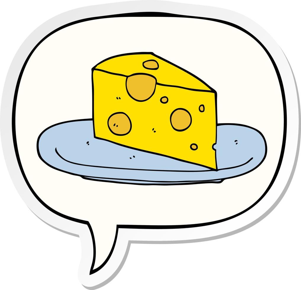 autocollant de fromage et de bulle de discours de dessin animé vecteur