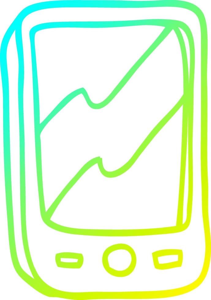 ligne de gradient froid dessin dessin animé téléphone portable rouge vecteur