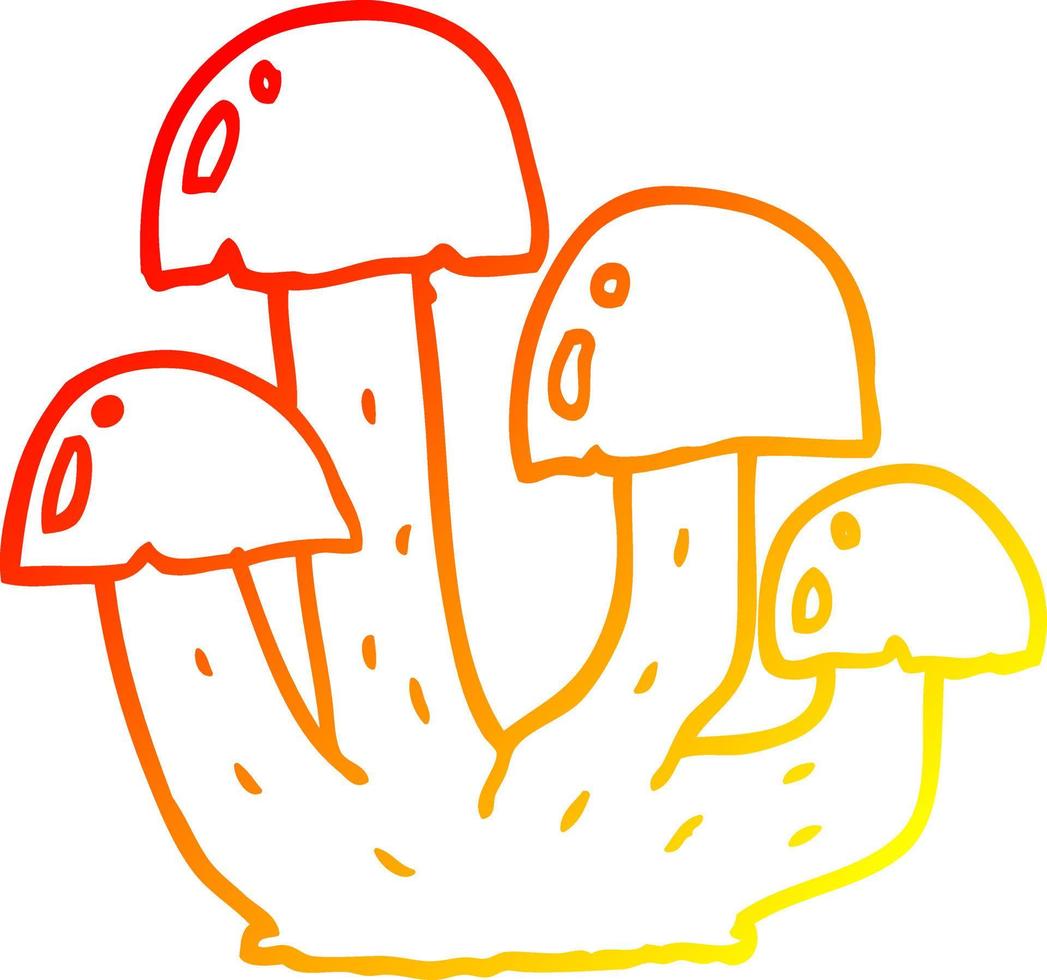 champignon de dessin animé de dessin de ligne de gradient chaud vecteur