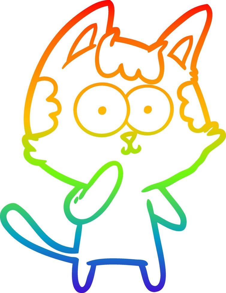 arc en ciel gradient ligne dessin dessin animé chat considérant vecteur