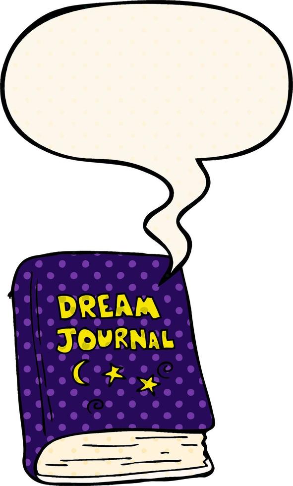 journal de rêve de dessin animé et bulle de dialogue dans le style de la bande dessinée vecteur