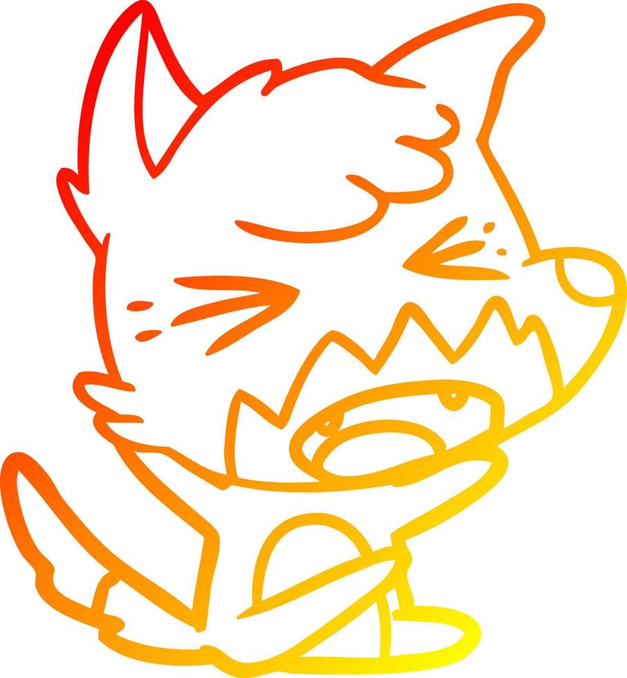 ligne de gradient chaud dessinant un renard de dessin animé en colère vecteur