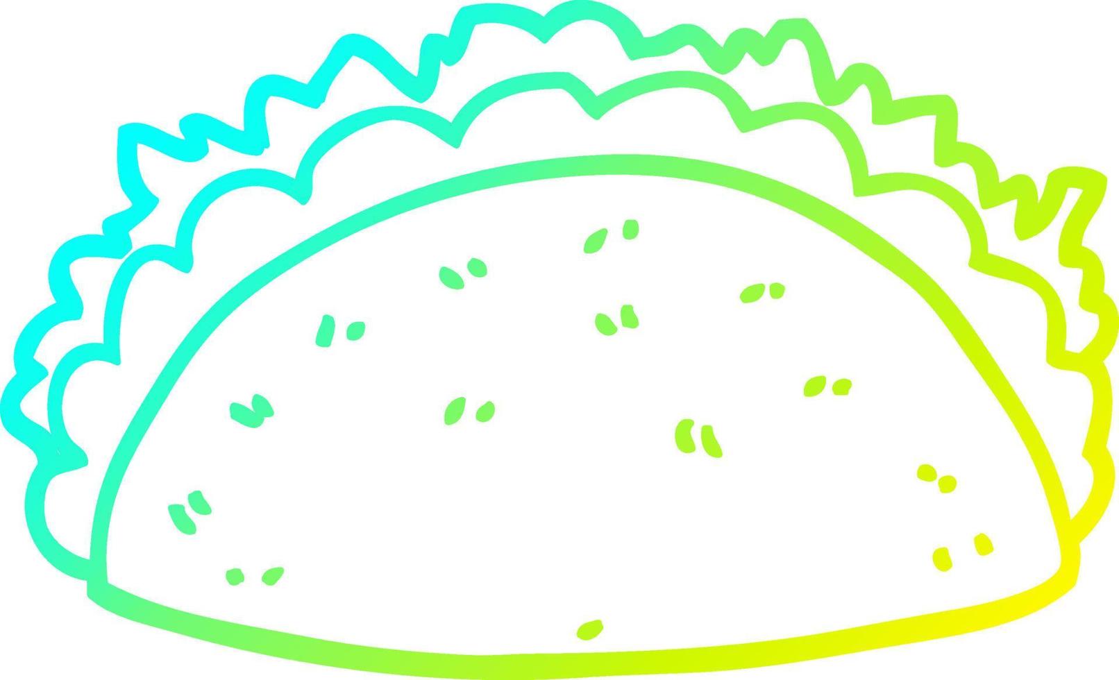 taco de dessin animé de ligne de gradient froid vecteur