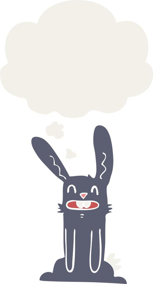 lapin de dessin animé et bulle de pensée dans un style rétro vecteur