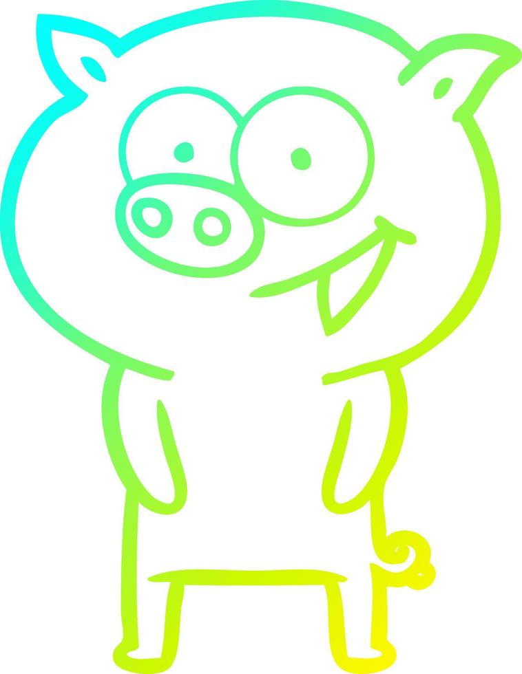 ligne de gradient froid dessin dessin animé cochon joyeux vecteur