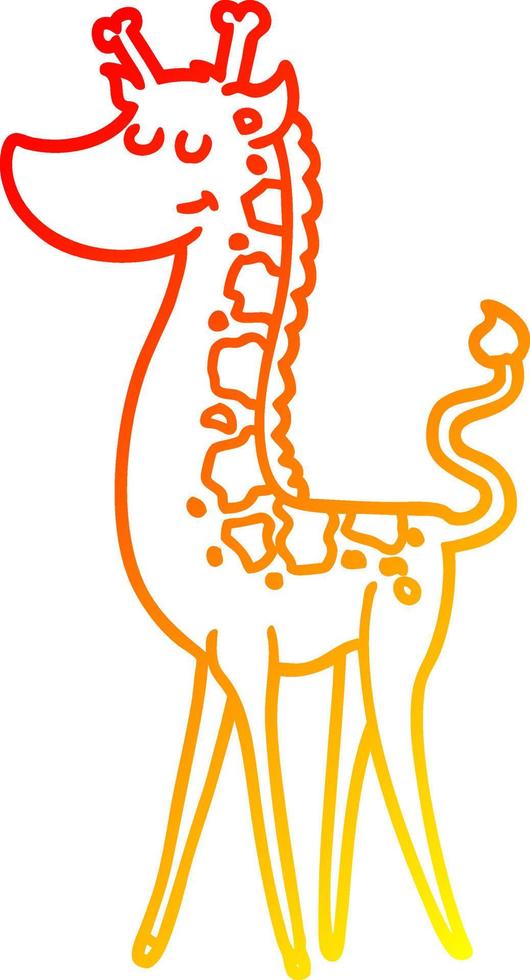 ligne de gradient chaud dessinant une girafe de dessin animé vecteur