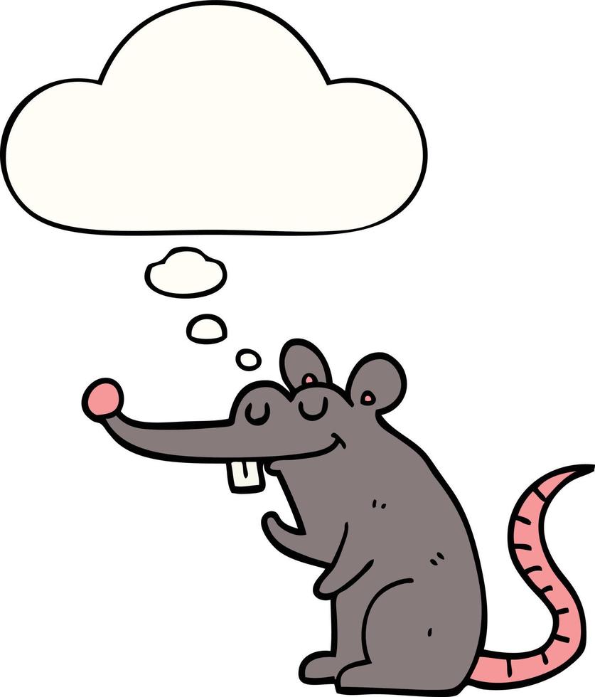 rat de dessin animé et bulle de pensée vecteur