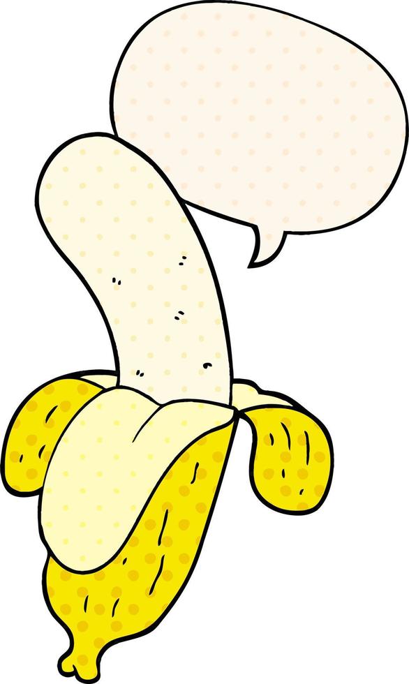 banane de dessin animé et bulle de dialogue dans le style de la bande dessinée vecteur