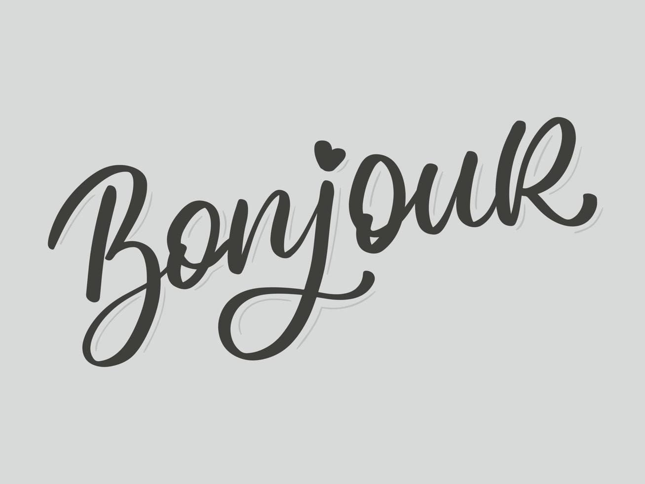 bonjour paris phrase vecteur lettrage pinceau de calligraphie