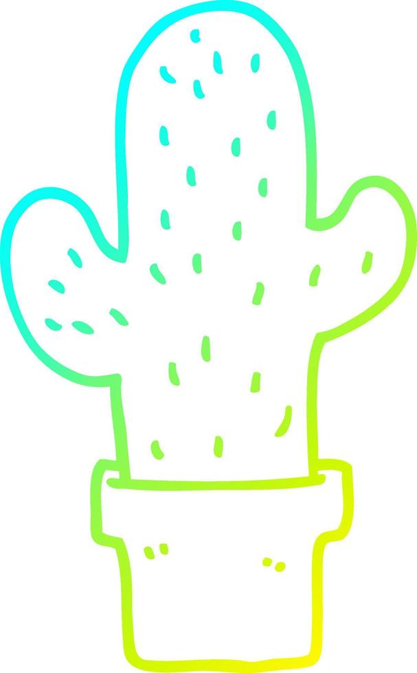 ligne de gradient froid dessinant un cactus de dessin animé vecteur