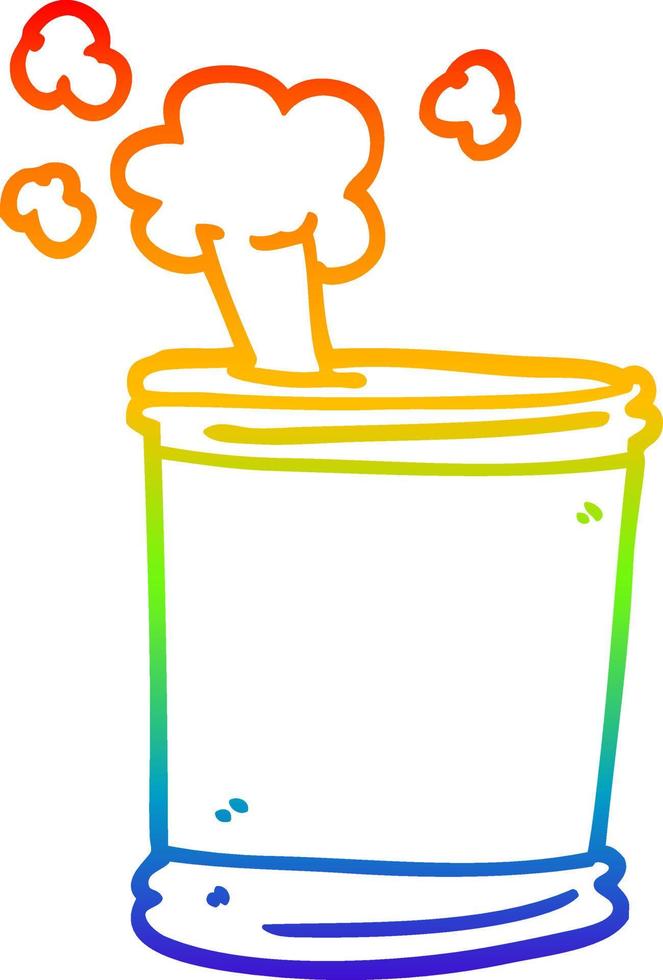 arc en ciel gradient ligne dessin dessin animé canette de bière vecteur