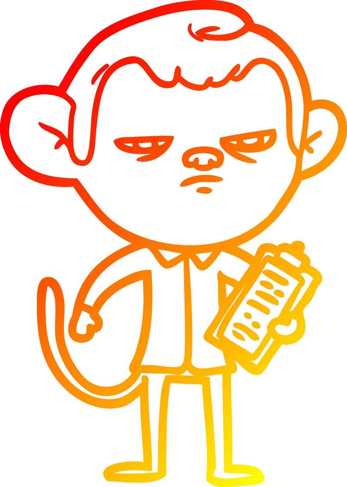 ligne de gradient chaud dessin dessin animé patron de singe agacé vecteur
