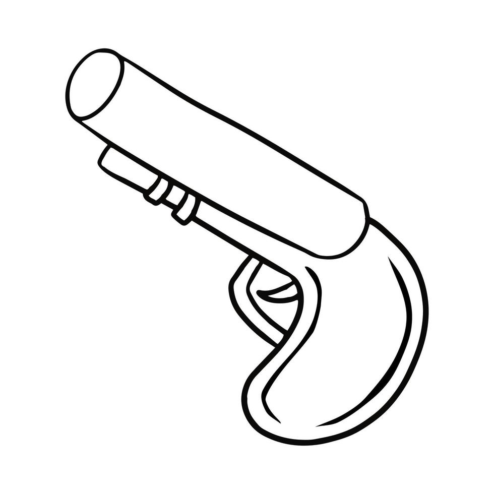 image monochrome, pistolet jouet de dessin animé, arme de pirate avec manche en bois, illustration vectorielle sur fond blanc vecteur
