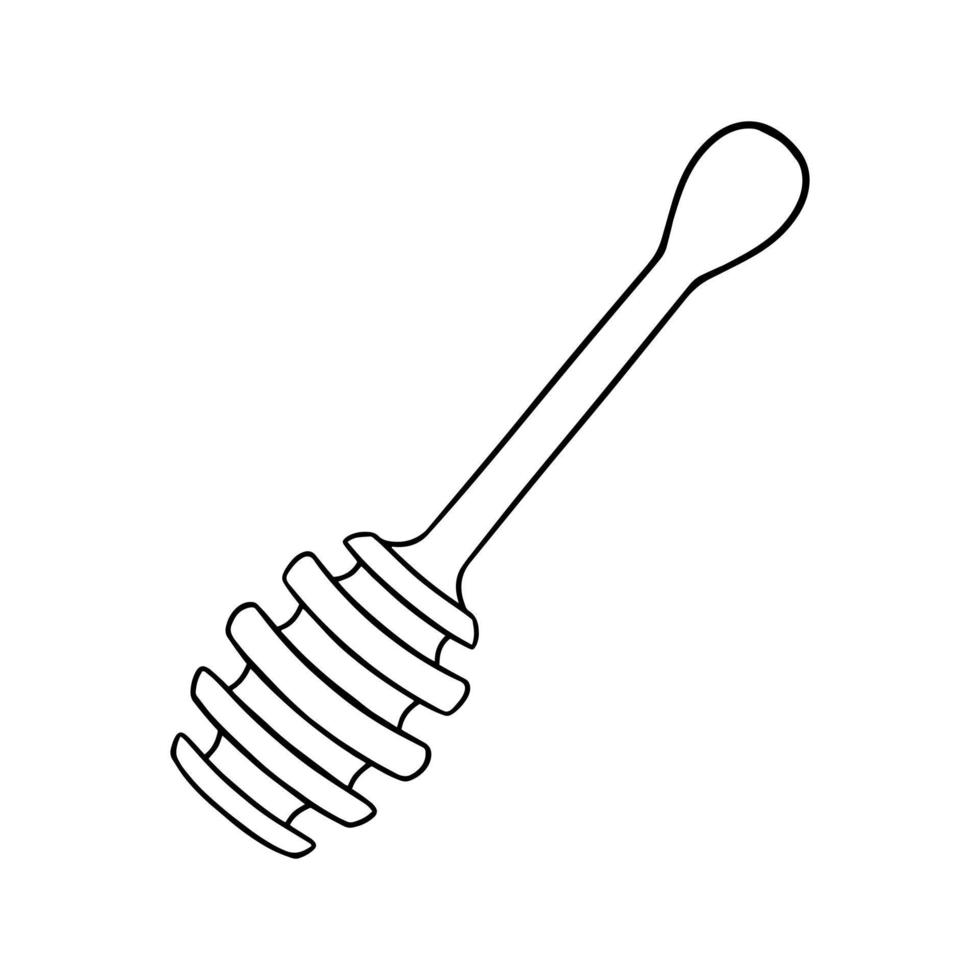 image monochrome, cuillère en bois pur pour le miel, illustration vectorielle en style cartoon sur fond blanc vecteur