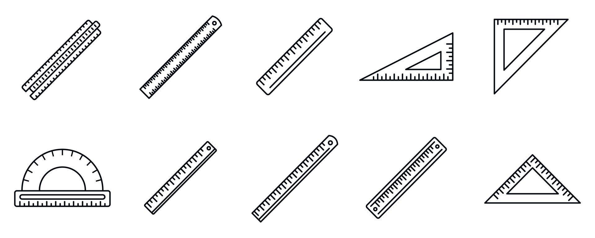 ensemble d'icônes de règle d'école, style de contour vecteur