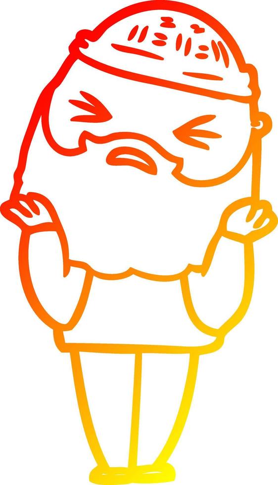 ligne de gradient chaud dessinant un homme de dessin animé avec une barbe vecteur