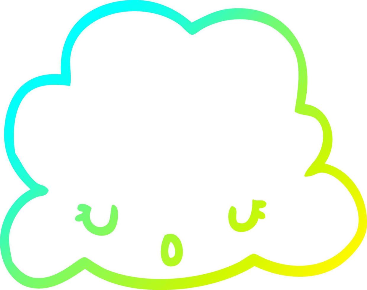 ligne de gradient froid dessinant un nuage de dessin animé mignon vecteur