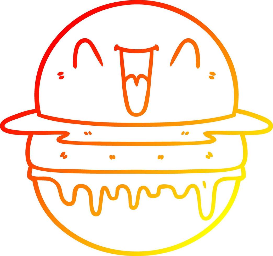 chaud gradient ligne dessin dessin animé heureux burger vecteur