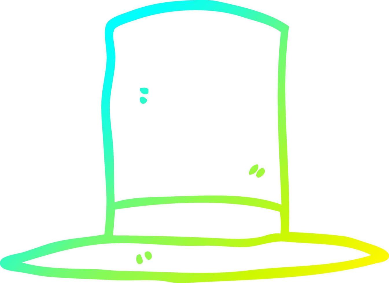 chapeau haut de forme dessin animé ligne de gradient froid vecteur