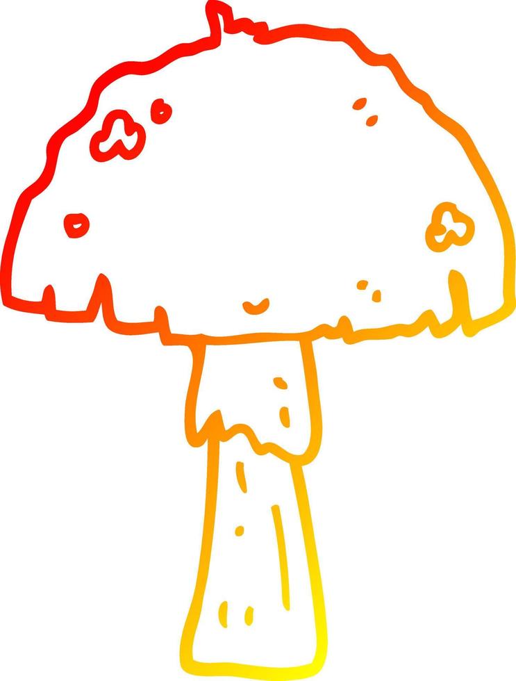 champignon de dessin animé de dessin de ligne de gradient chaud vecteur