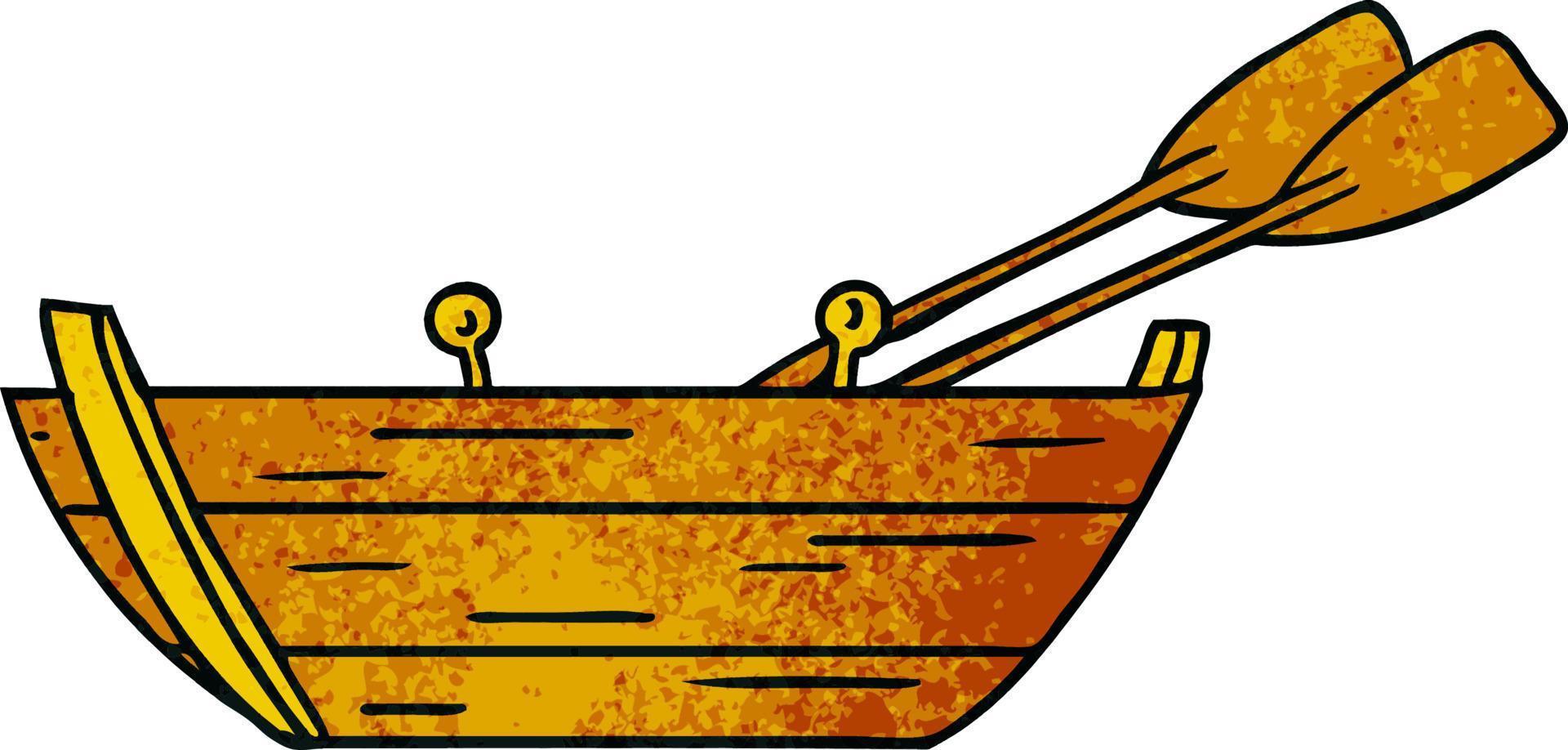 doodle dessin animé texturé d'un bateau en bois vecteur