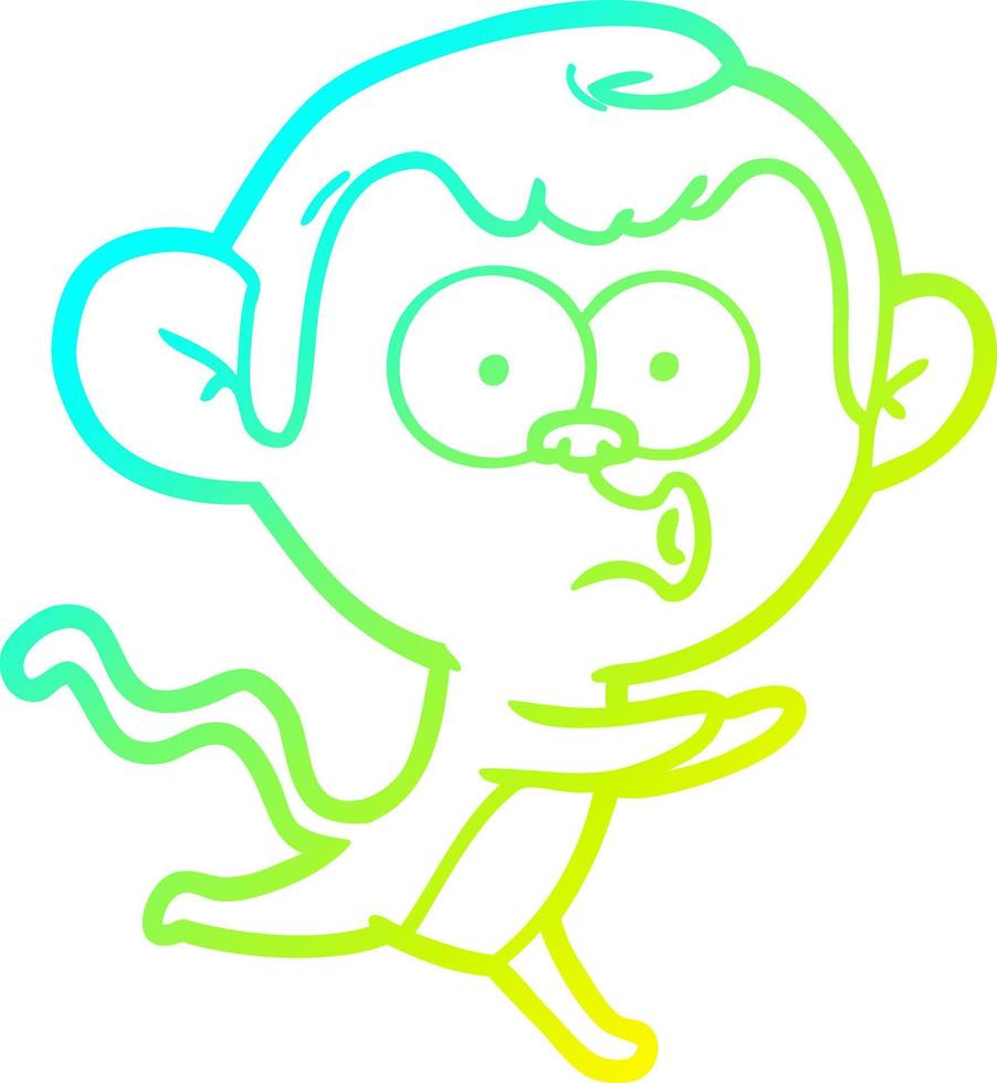 ligne de gradient froid dessinant un singe hurlant de dessin animé vecteur