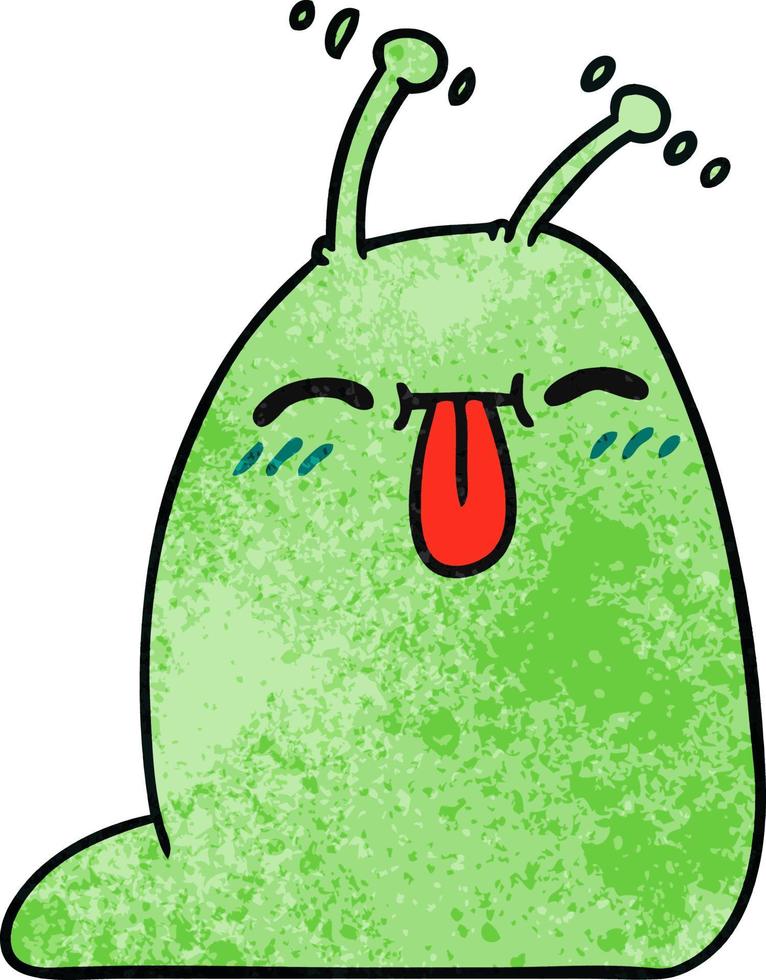 dessin animé texturé d'une limace kawaii heureuse vecteur