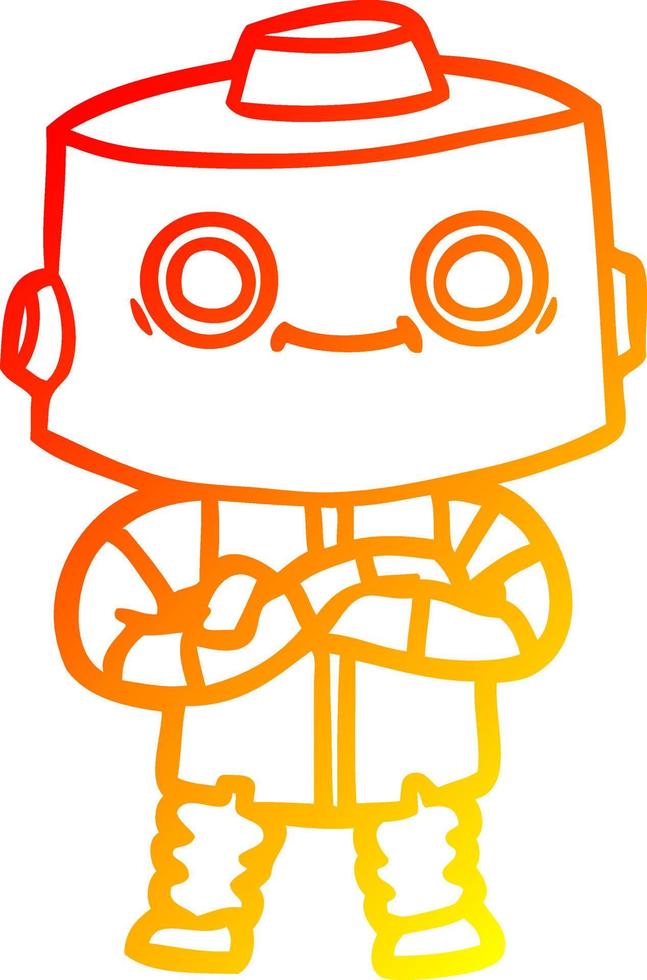 robot de dessin animé de dessin de ligne de gradient chaud vecteur