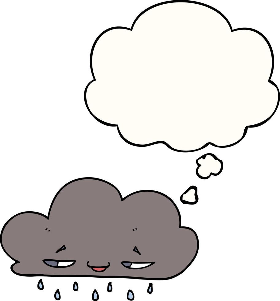 nuage de pluie de dessin animé et bulle de pensée vecteur