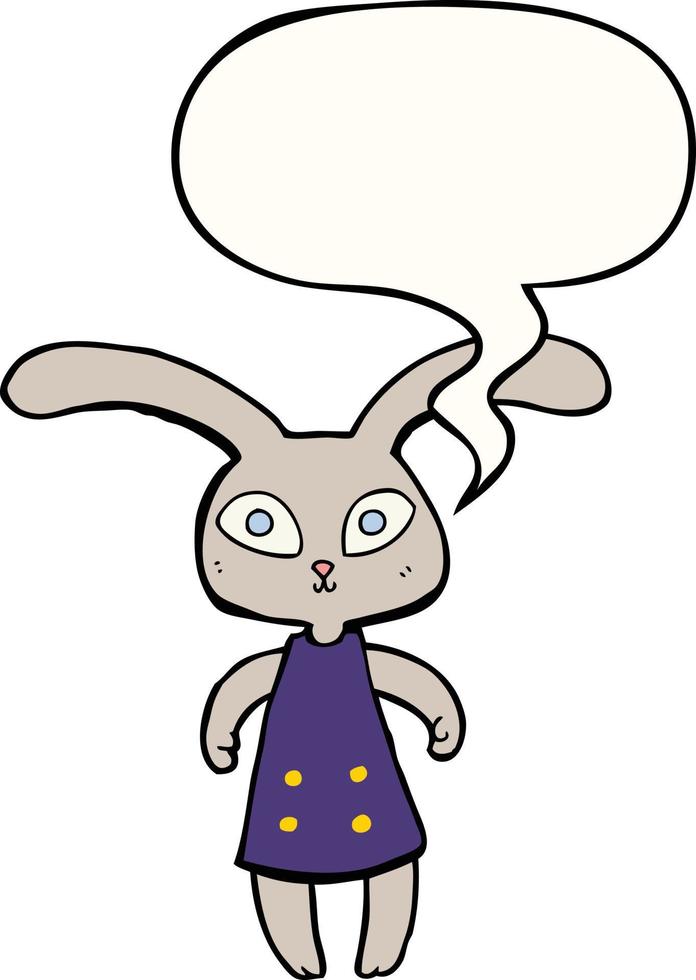 lapin de dessin animé mignon et bulle de dialogue vecteur