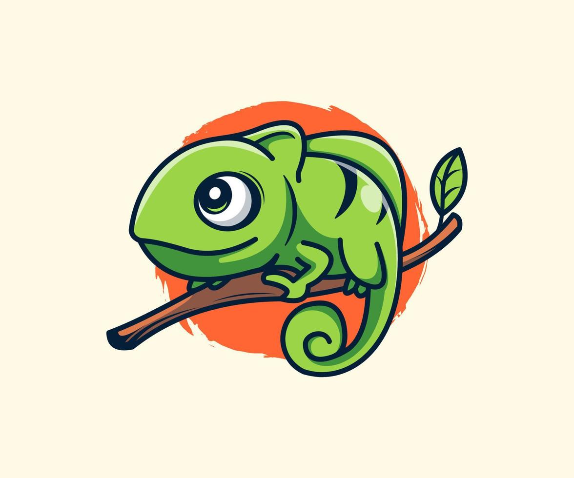 illustration mignonne de mascotte de caméléon. vecteur d'icône, style cartoon plat.