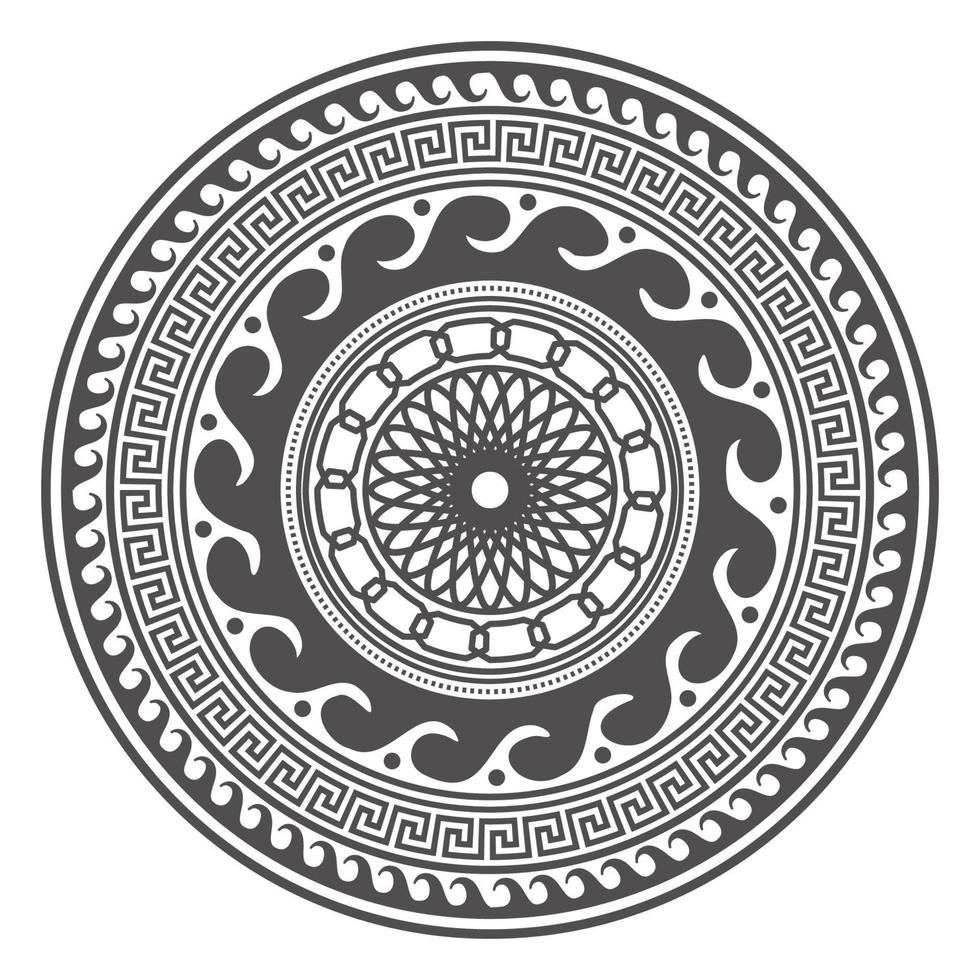 bordures de méandres ronds. cercle conception de mandala grec. motifs d'éléments de décoration. illustration vectorielle isolée sur fond blanc vecteur