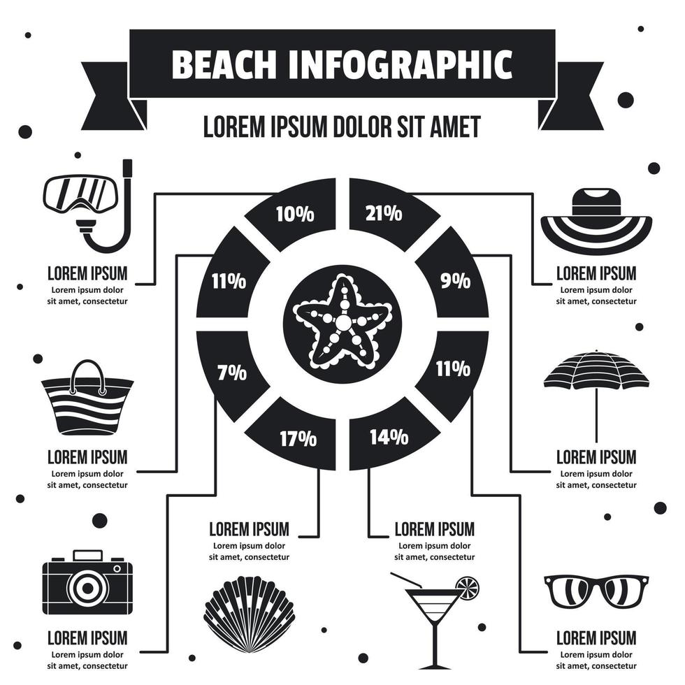 concept d'infographie de plage, style simple vecteur