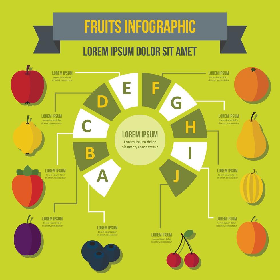 concept d'infographie de fruits, style plat vecteur