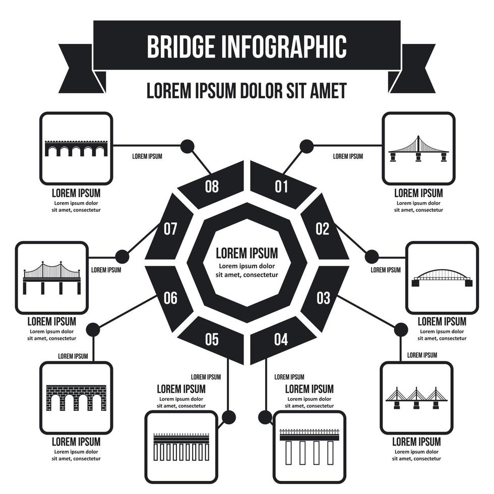 concept d'infographie de pont, style simple vecteur
