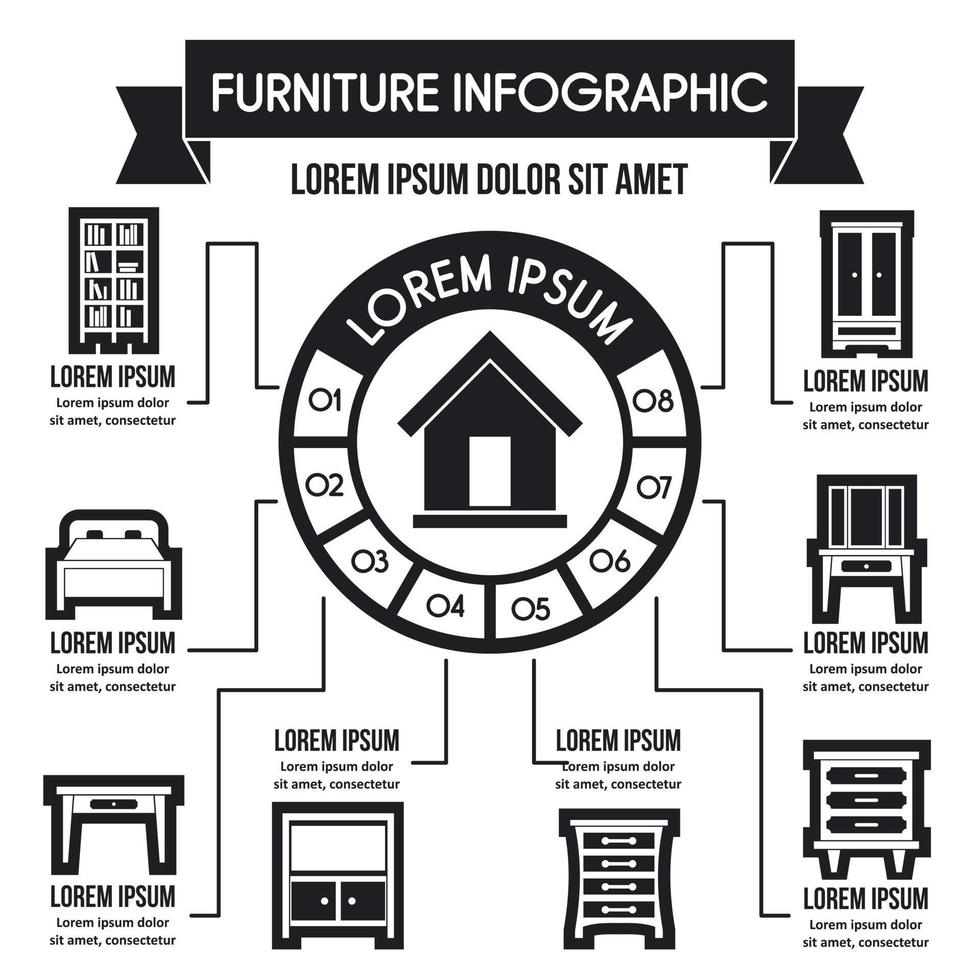 concept d'infographie de meubles, style simple vecteur
