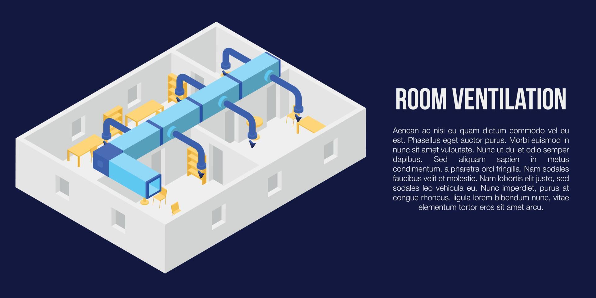 bannière de concept de ventilation de pièce, style isométrique vecteur