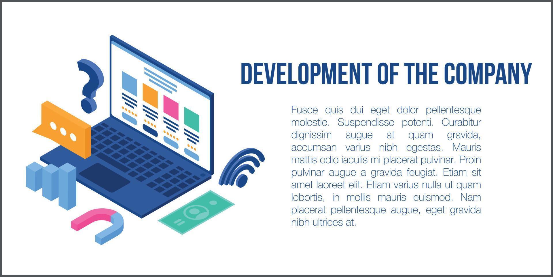 bannière de concept de développement d'entreprise, style isométrique vecteur