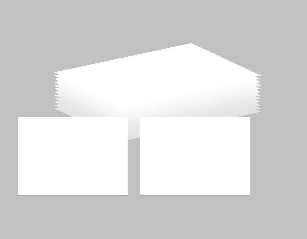 2 cartes de visite vierges pile de pages maquette papier blanc imprimable toile présentation de document d'identité de marque vecteur