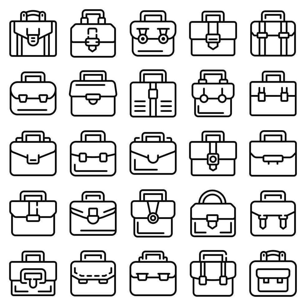 ensemble d'icônes de porte-documents, style de contour vecteur