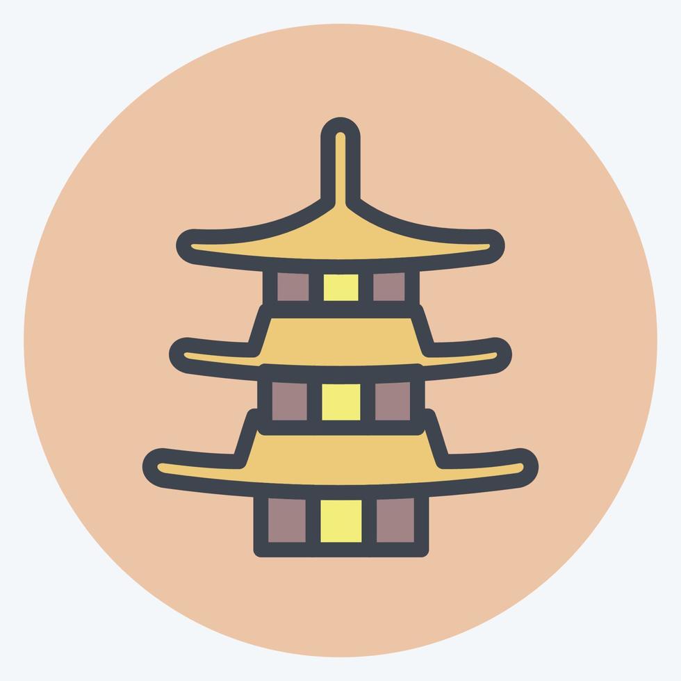 icône pagode. adapté au symbole japonais. style de couleur assortie. conception simple modifiable. vecteur de modèle de conception. simple illustration