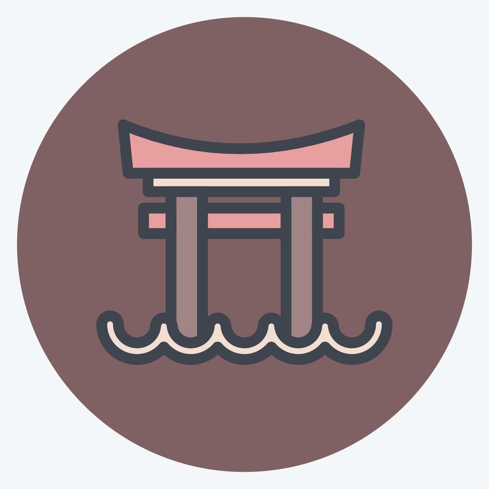 icône porte torii. adapté au symbole japonais. style de couleur assortie. conception simple modifiable. vecteur de modèle de conception. simple illustration