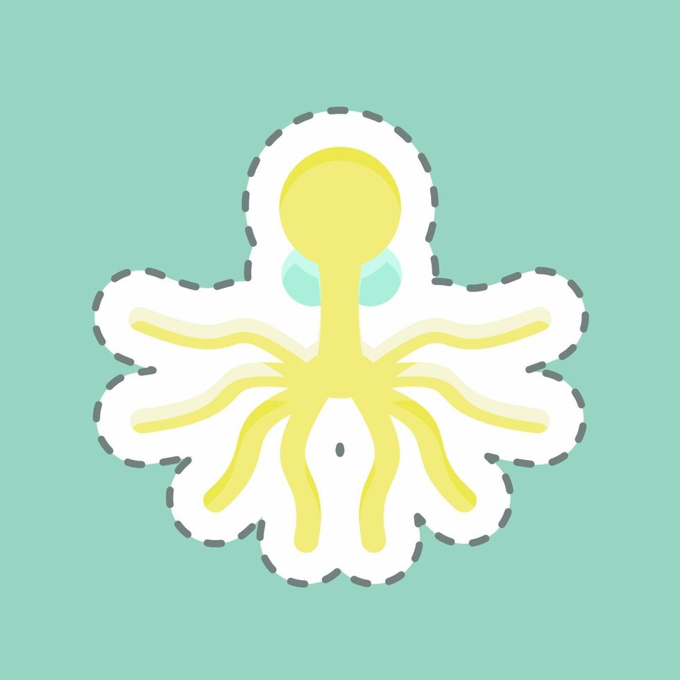 ligne d'autocollant coupe oktopus. adapté au symbole des fruits de mer. conception simple modifiable. vecteur de modèle de conception. simple illustration