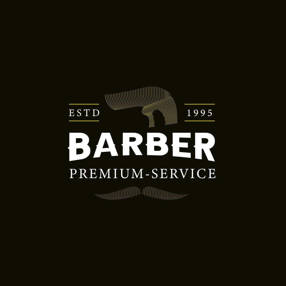 modèle de logo de service premium de coiffeur vecteur