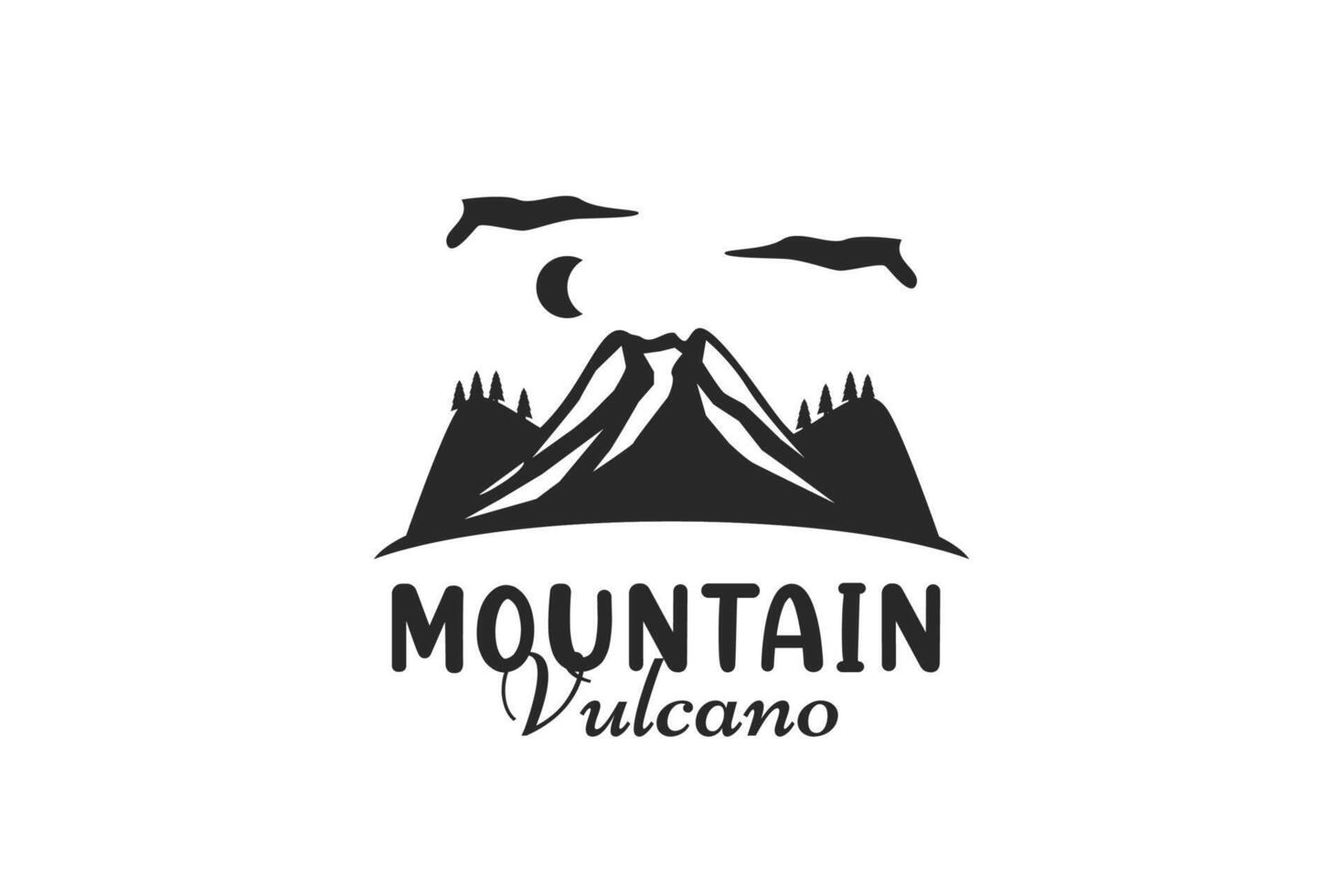 volcan de montagne logo classique vecteur